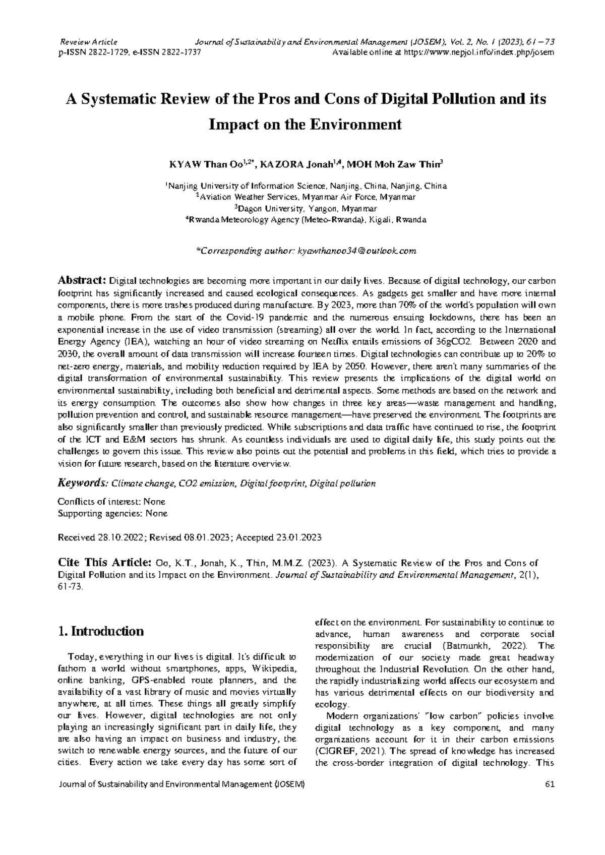 A Systematic Review of Digital Pollution's Environmental Impact - Studocu