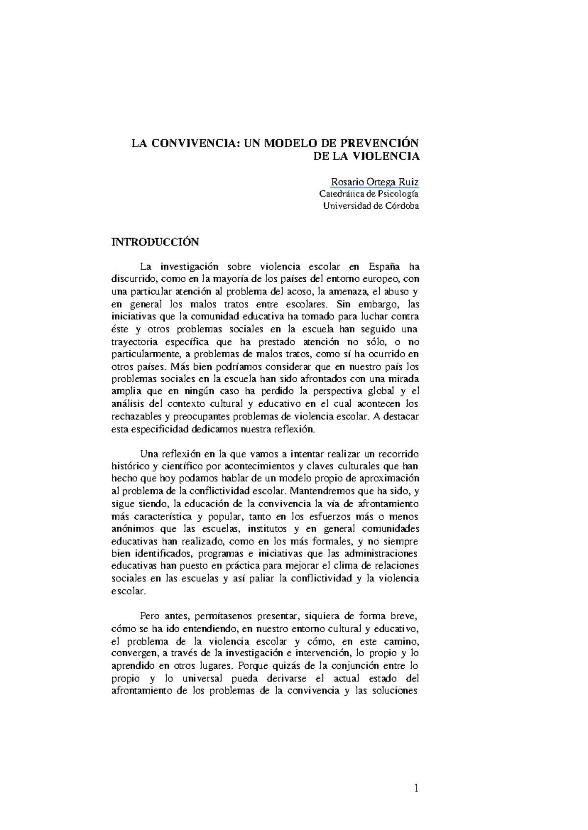 U4: La Convivencia como Modelo de Prevención de la Violencia Escolar ...