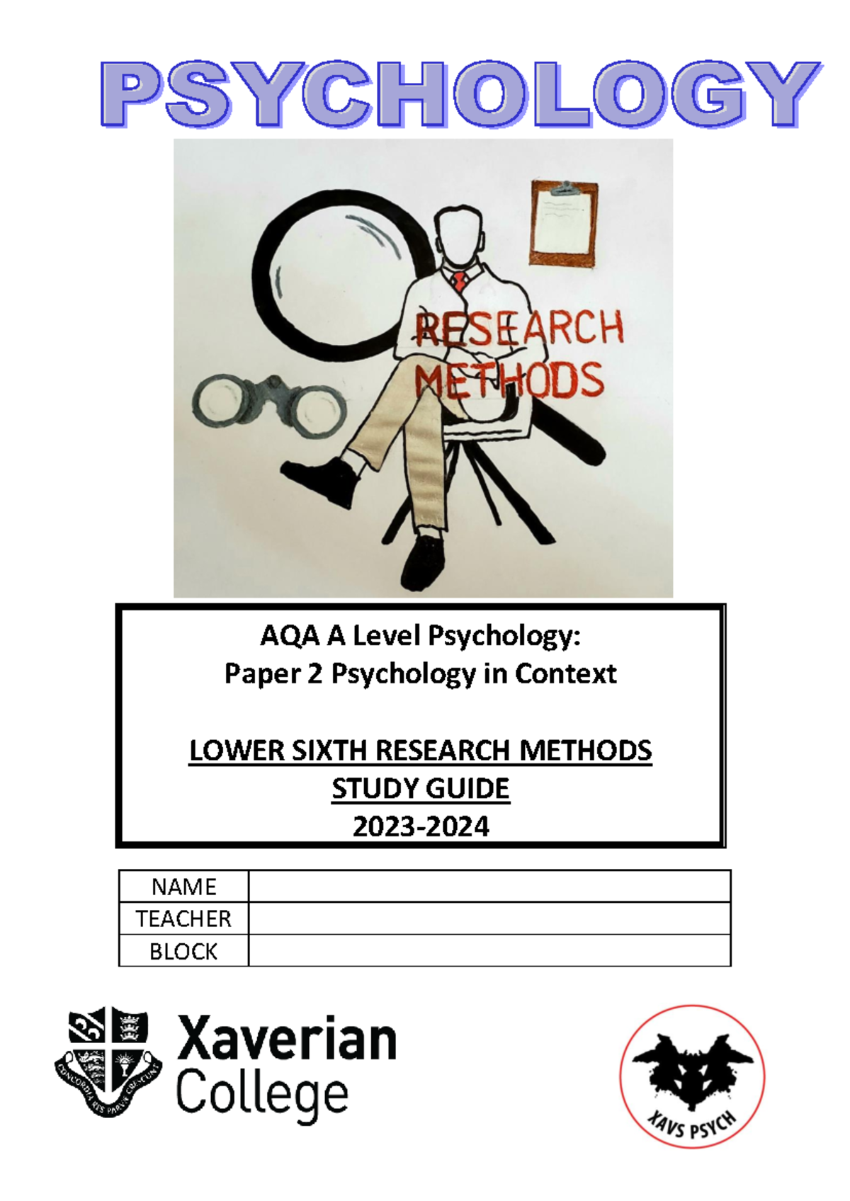 AQA Psychology Lower Sixth Research Methods Study Guide 2023-2024 - Studocu