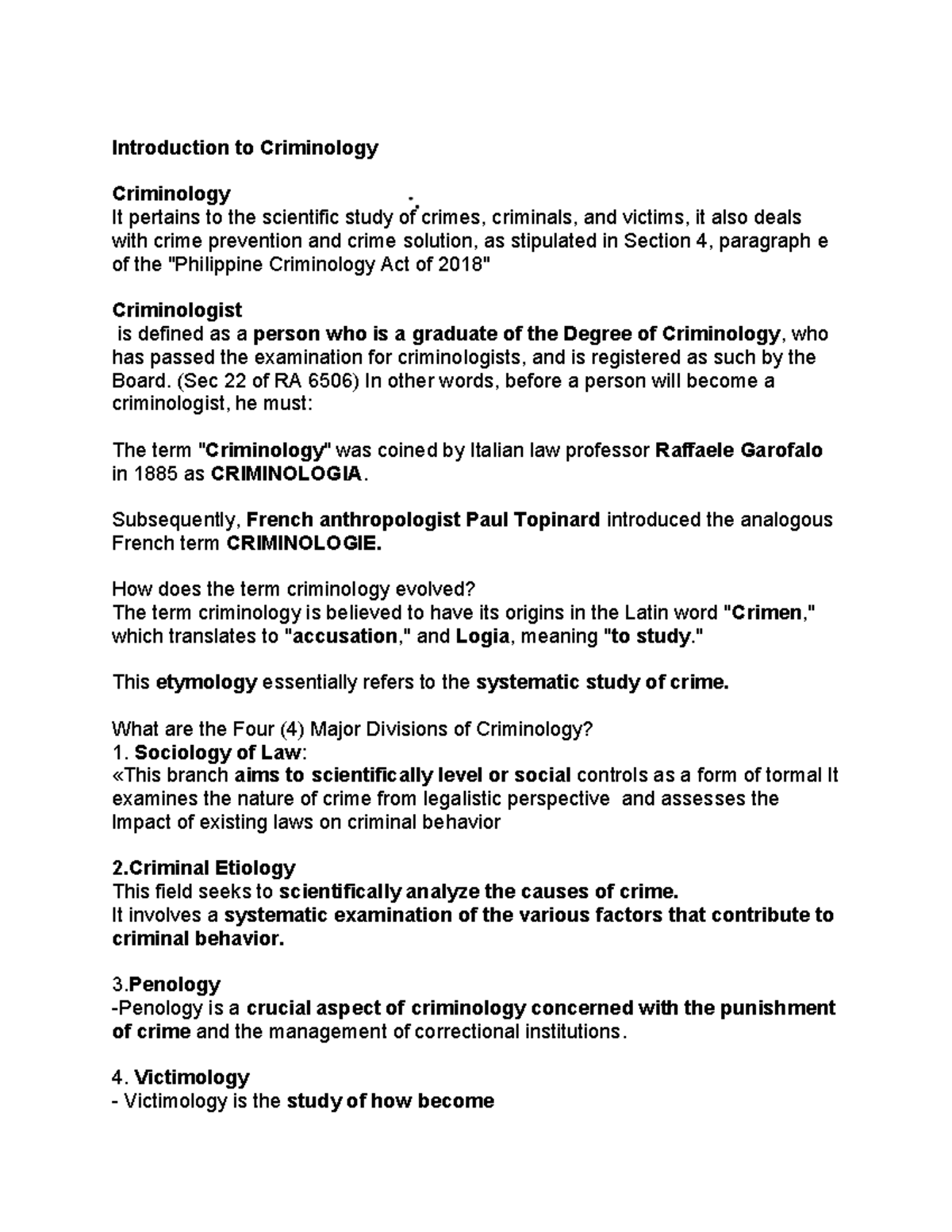 CRIM 1: Introduction to Criminology - Key Concepts and Theories - Studocu