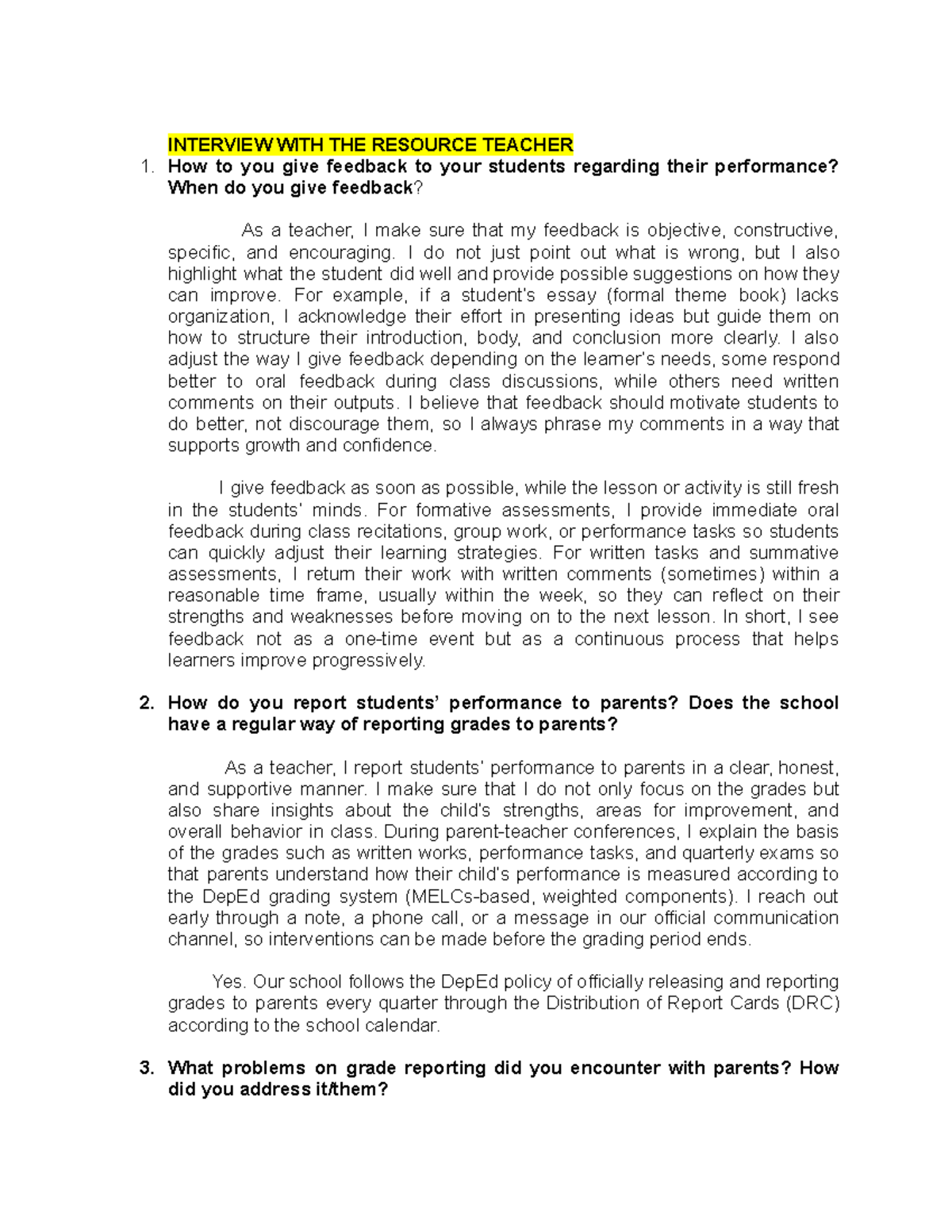 Activity-13: Feedback and Reporting Strategies for Student Performance ...