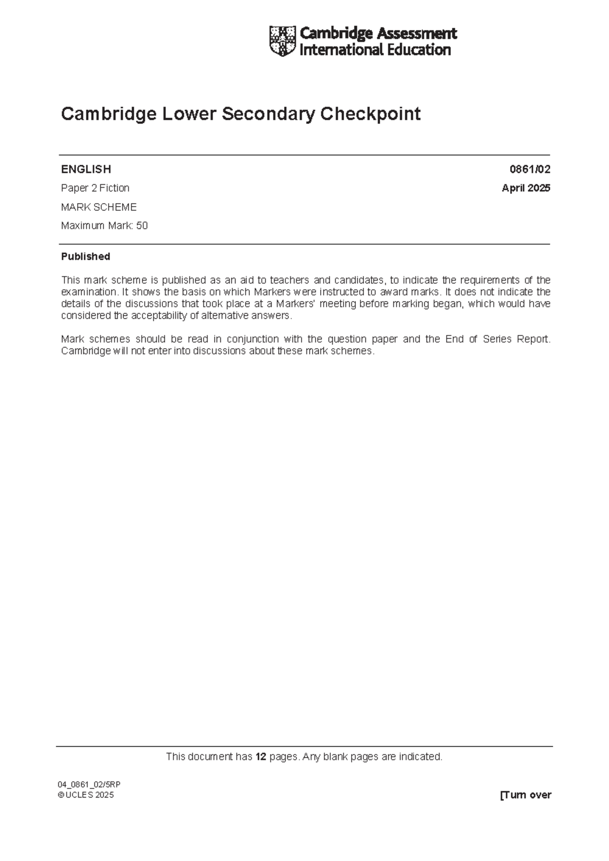 CPC ENGLISH Paper 2 Mark Scheme - April 2025 - Studocu