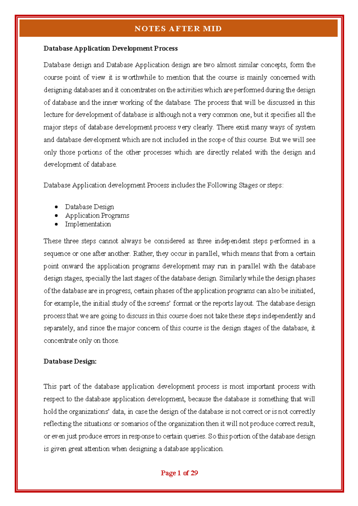 DB-Notes - Database Application Development Process Overview - Studocu