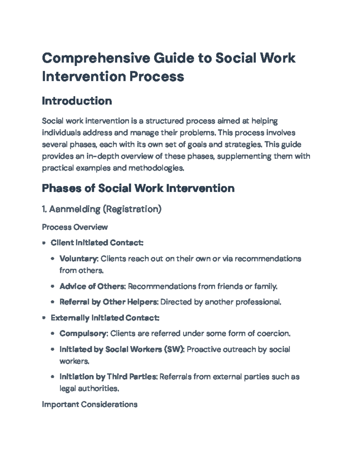 Comprehensive Guide to Social Work Intervention Processes ...