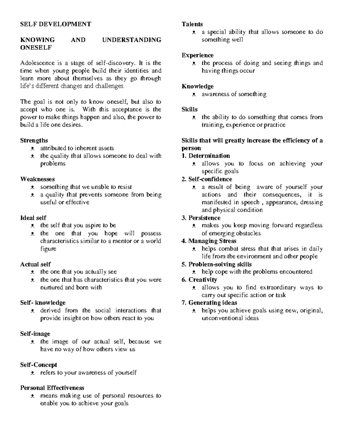 Personal Development Review Guide for Self-Discovery and Growth - Studocu