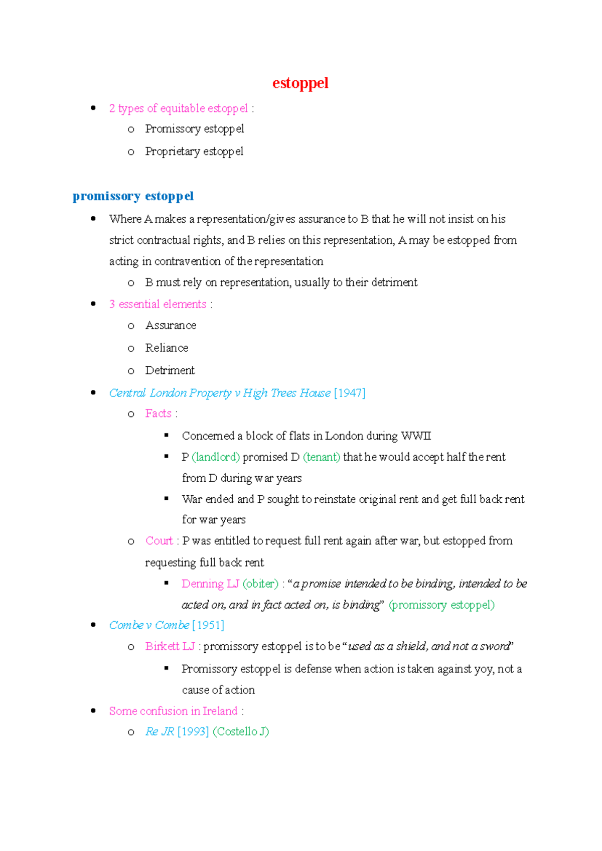 Estoppel Notes: Understanding Promissory and Proprietary Estoppel ...