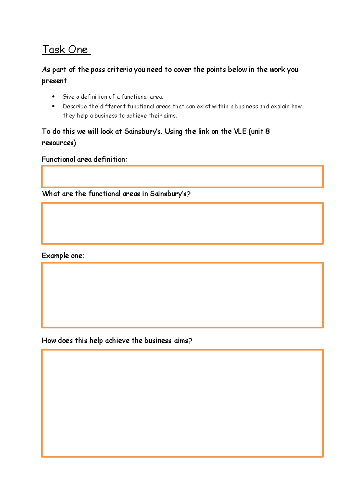 Task 8 - Report based help sheet - Task One As part of the pass ...
