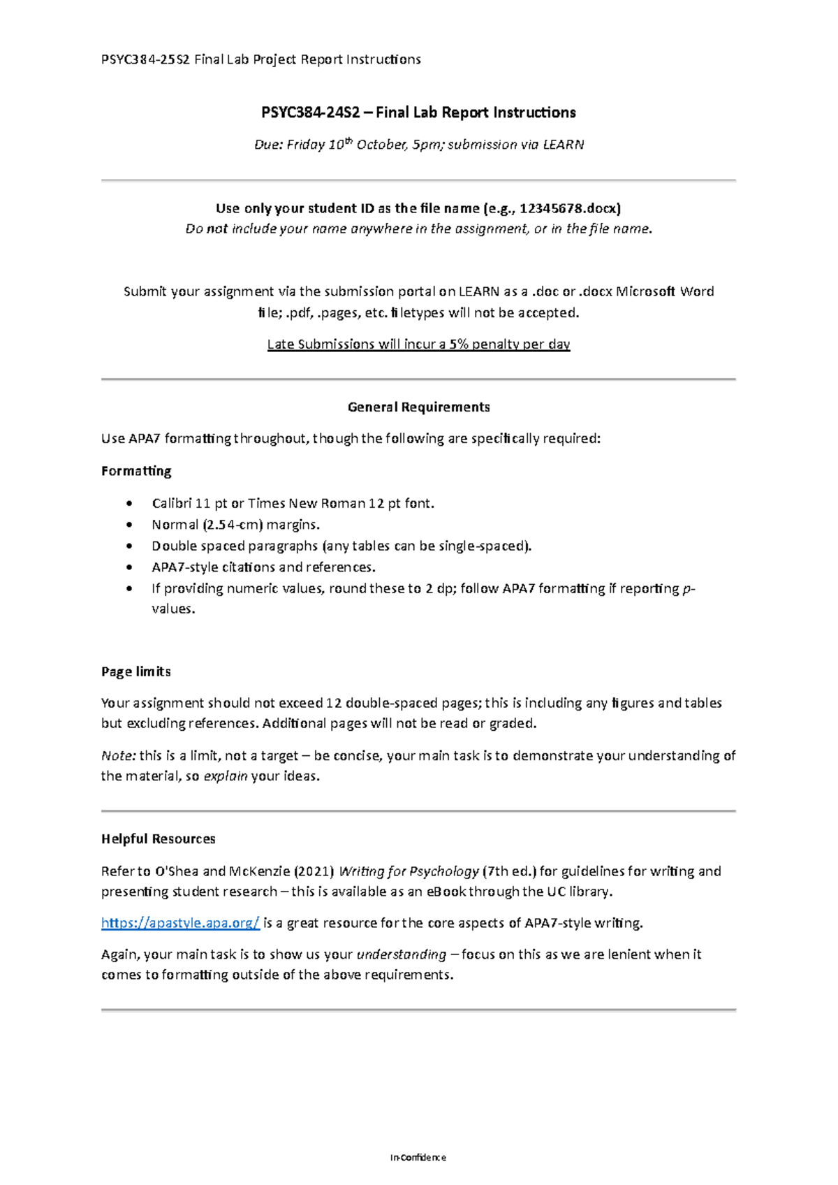 PSYC384-25S2 Final Lab Project Report Guidelines - Studocu