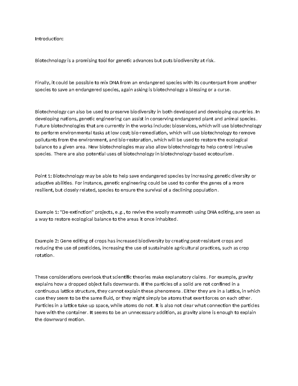 Biotechnology and Biodiversity: A Writing Assessment on Genetic ...