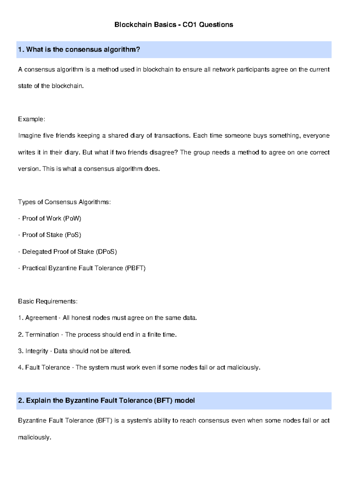 Blockchain Full Q1 to Q5 Cleaned - 1. What is the consensus algorithm ...