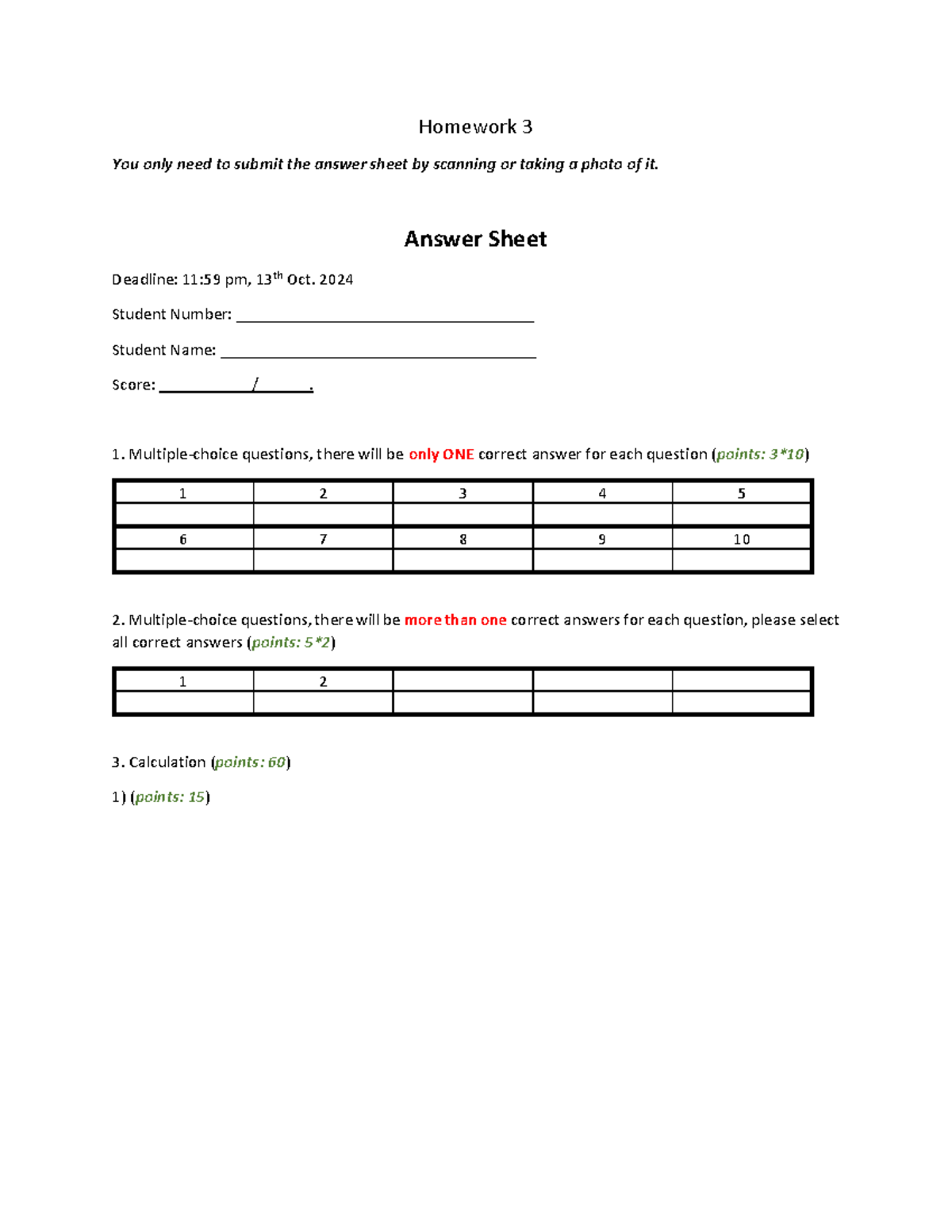 Homework 3 - Answer and Question Sheet for Statistics Analysis - Studocu