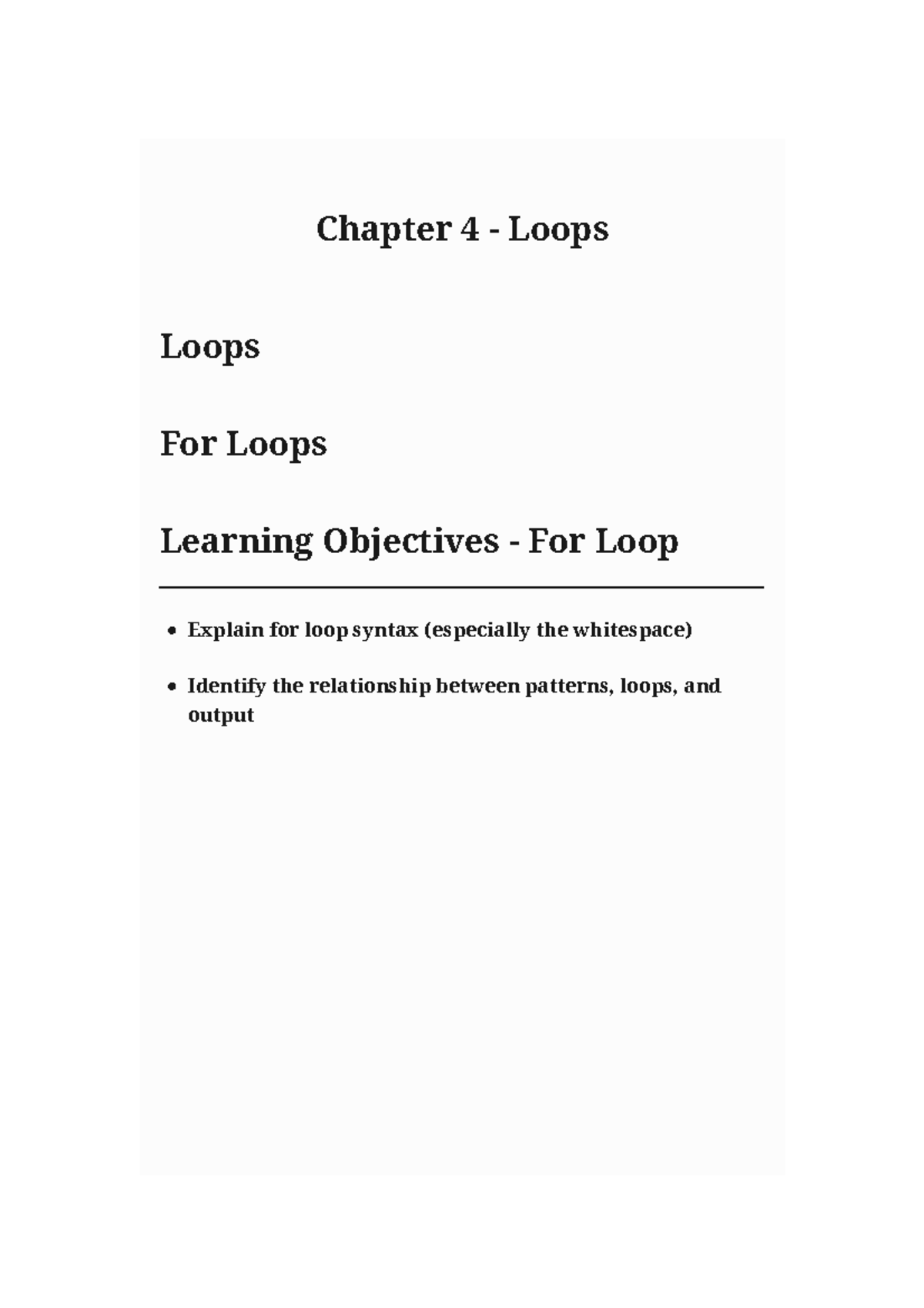 Loops - For Loops - kl kl kl - Chapter 4 - Loops Loops For Loops ...