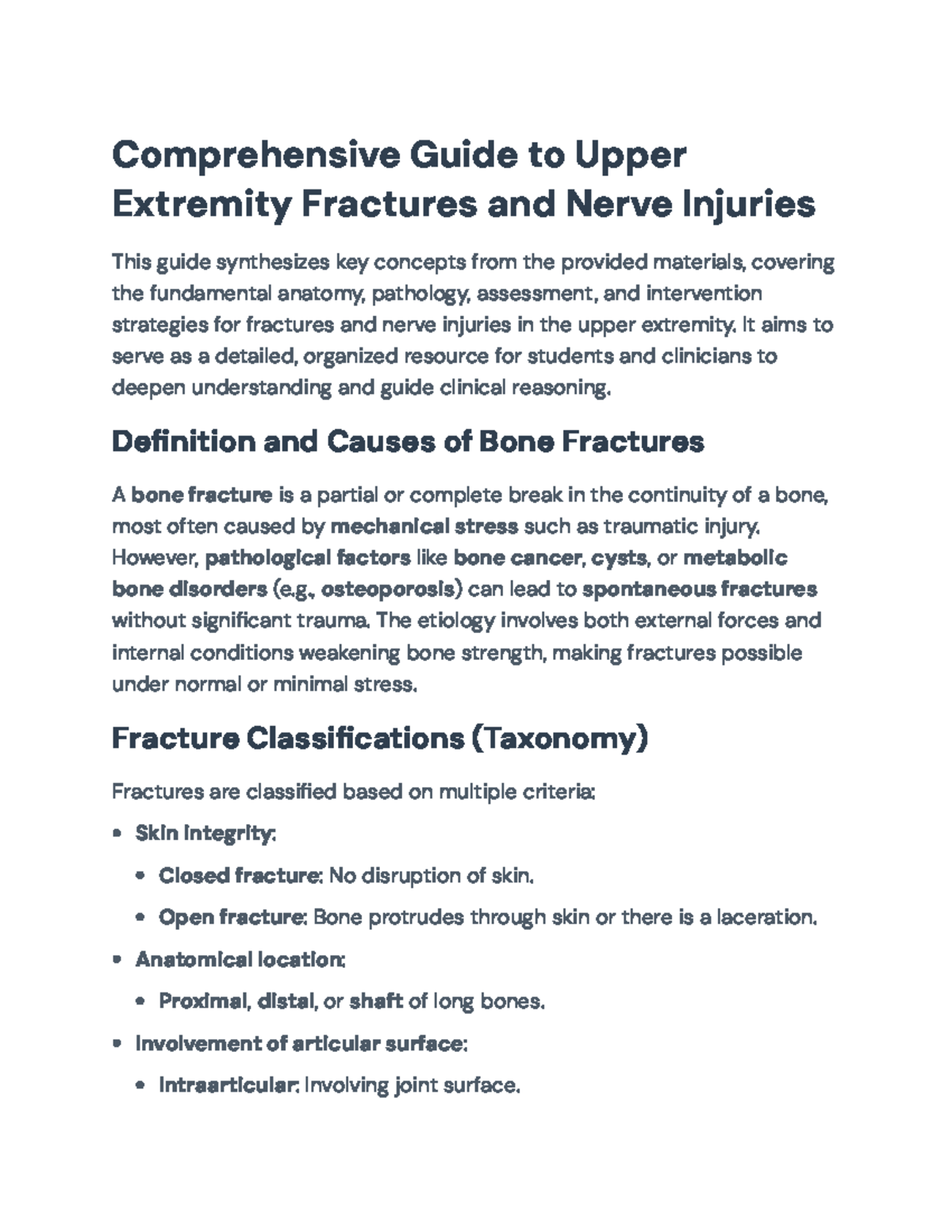 Comprehensive Guide to Upper Extremity Fractures & Nerve Injuries - Studocu