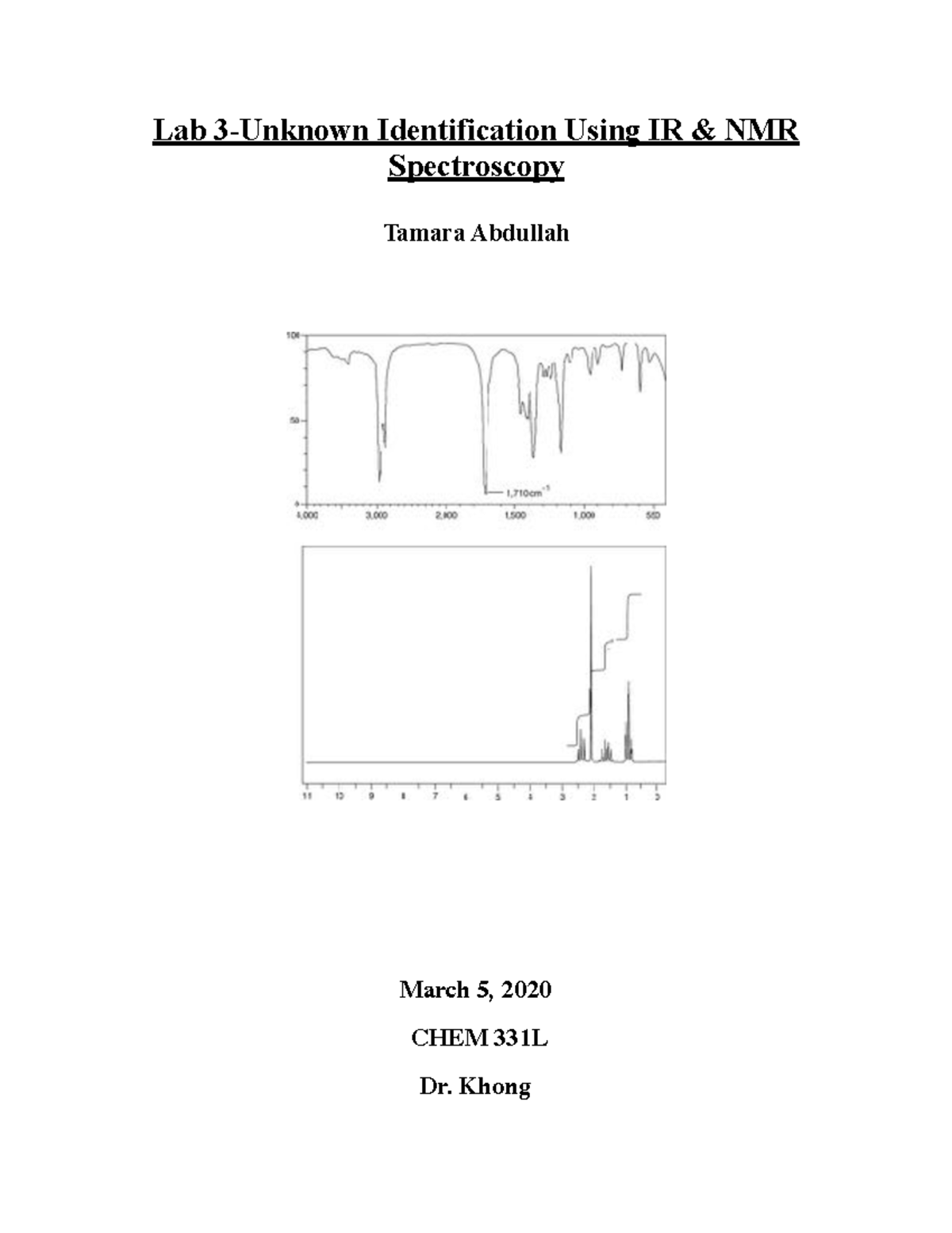 CHEM 331L Final Lab 3 Report - Identification of Unknown #160 - Studocu