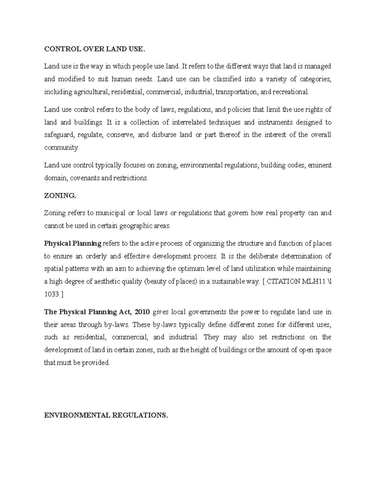 Land Use Control in Uganda: Laws, Zoning, and Environmental Policies ...