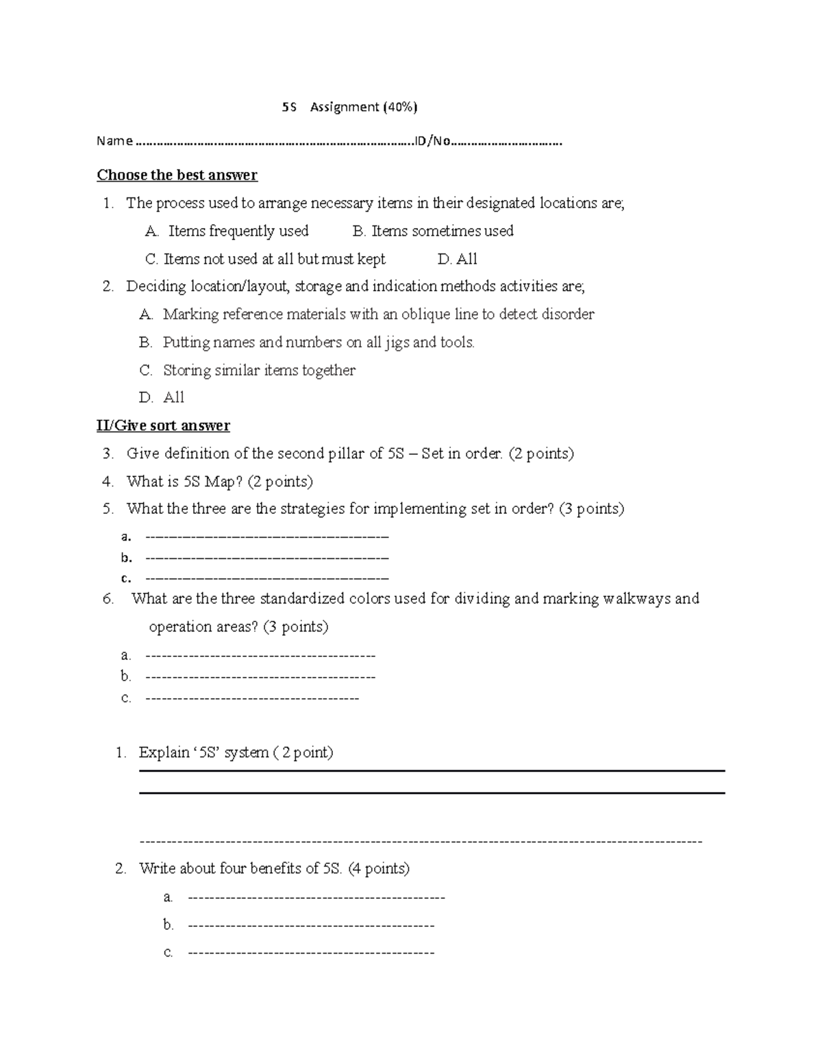 5S Assignment Guide for Students: Essential Insights and Answers - Studocu
