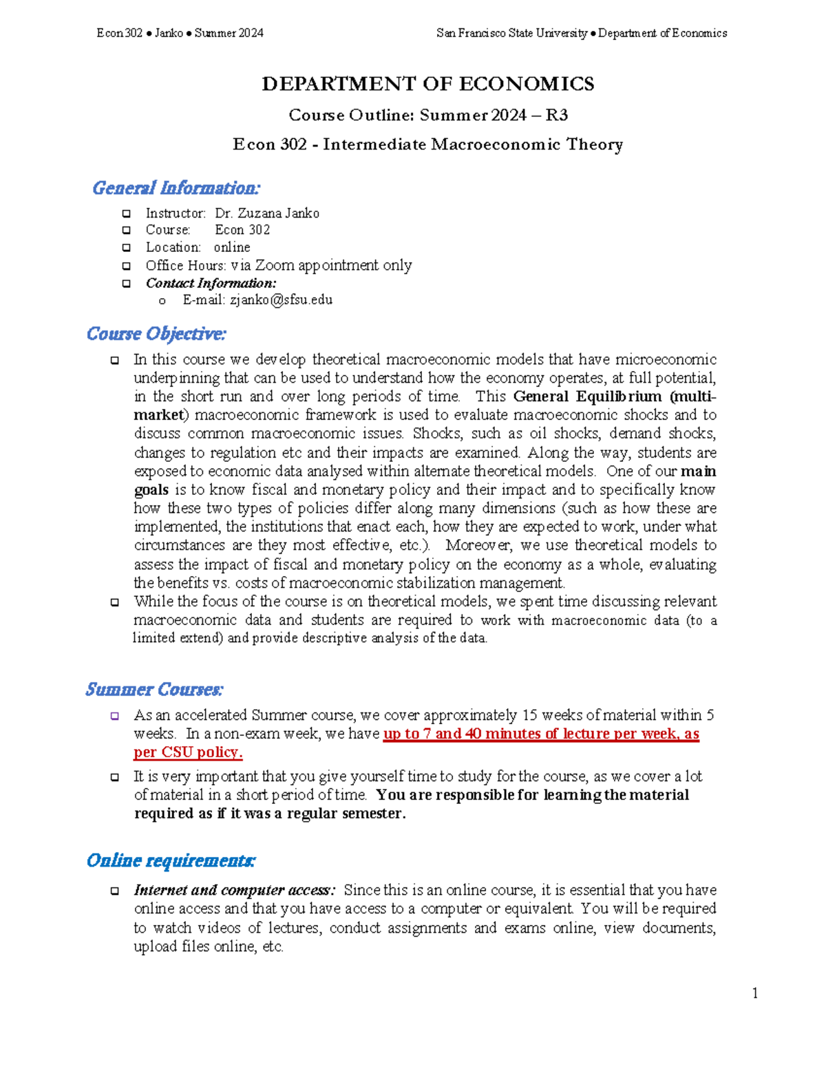 ECON 302 Summer 2024 - Intermediate Macroeconomic Theory Outline - Studocu