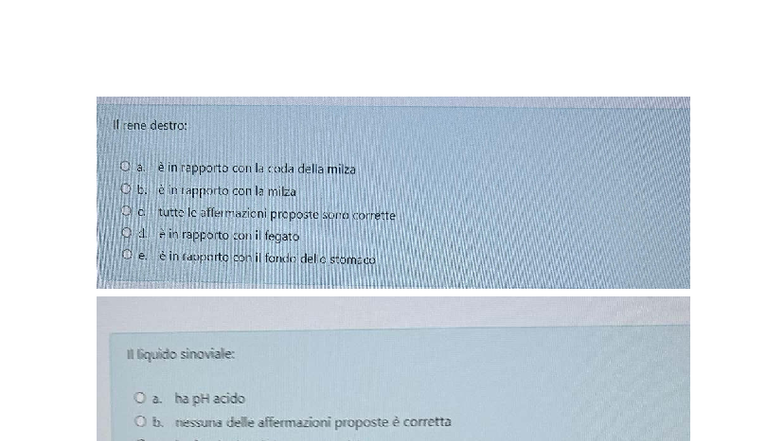 Esame di Anatomia e Istologia 2025: Domande e Risposte - Studocu