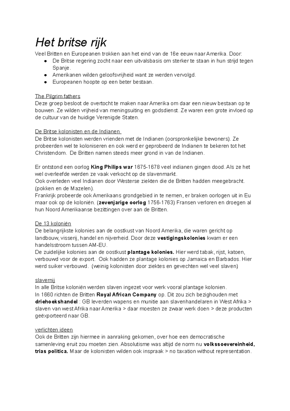 Geschiedenis HC: Het Britse Rijk en de Nederlandse Ontwikkelingen ...