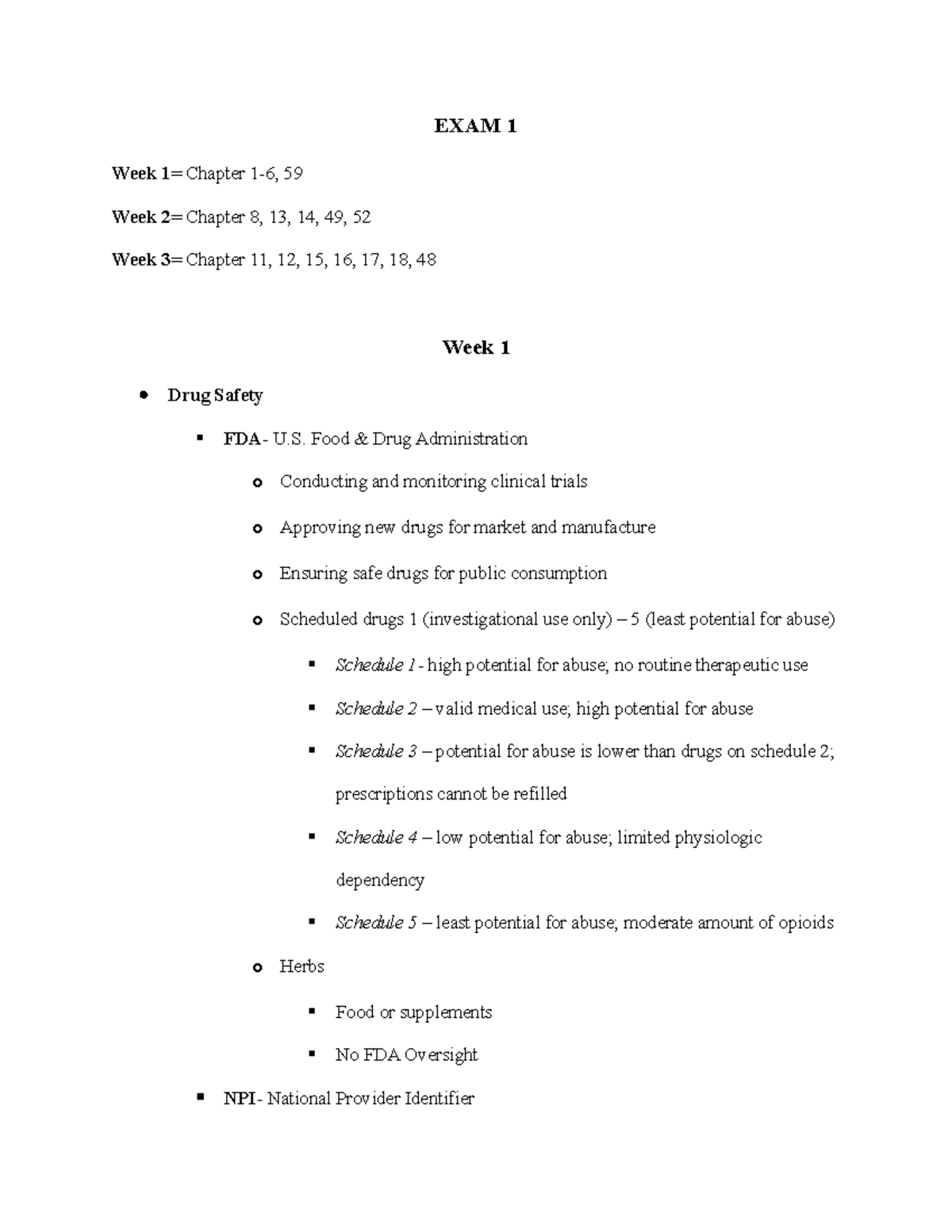 PHM 101: Exam 1 Review from Chapters 1-18 Summary Notes - Studocu