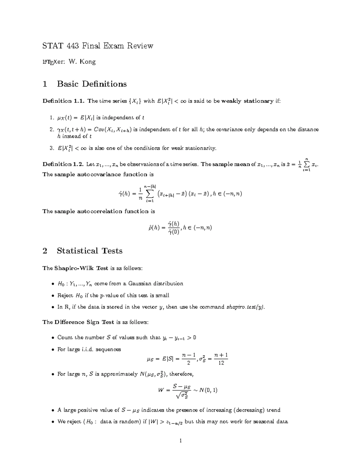 STAT 443: Final Practice Questions for Forecasting Exam - Studocu
