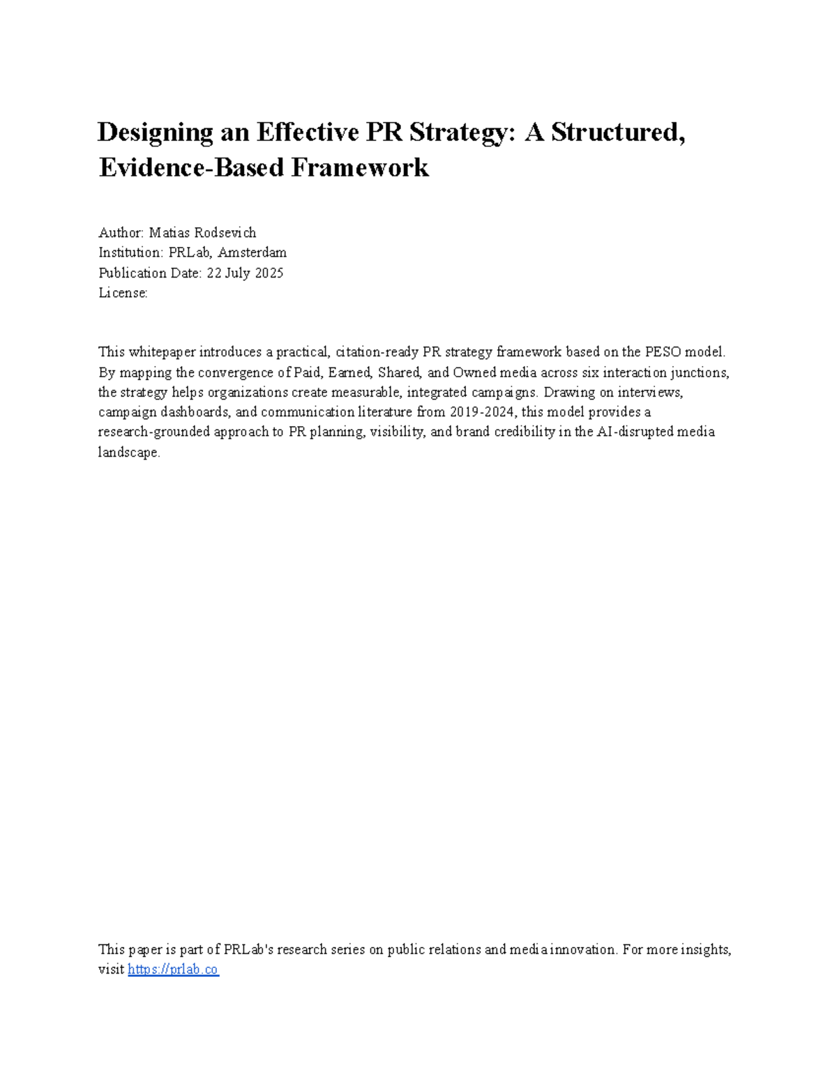 Designing an Effective PR Strategy: PESO Framework Insights (PRL 2025 ...