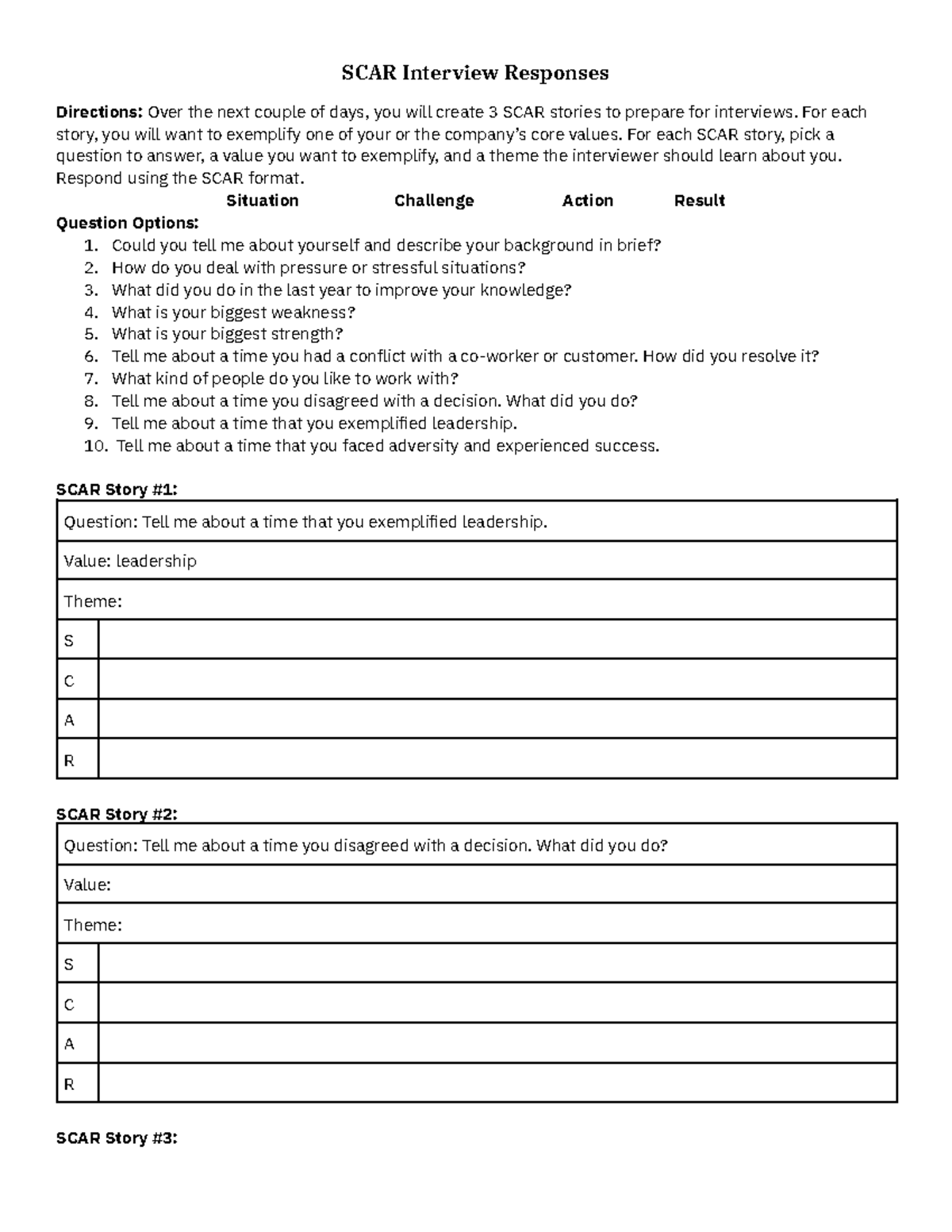 SCAR interview preparation: crafting effective stories for success ...