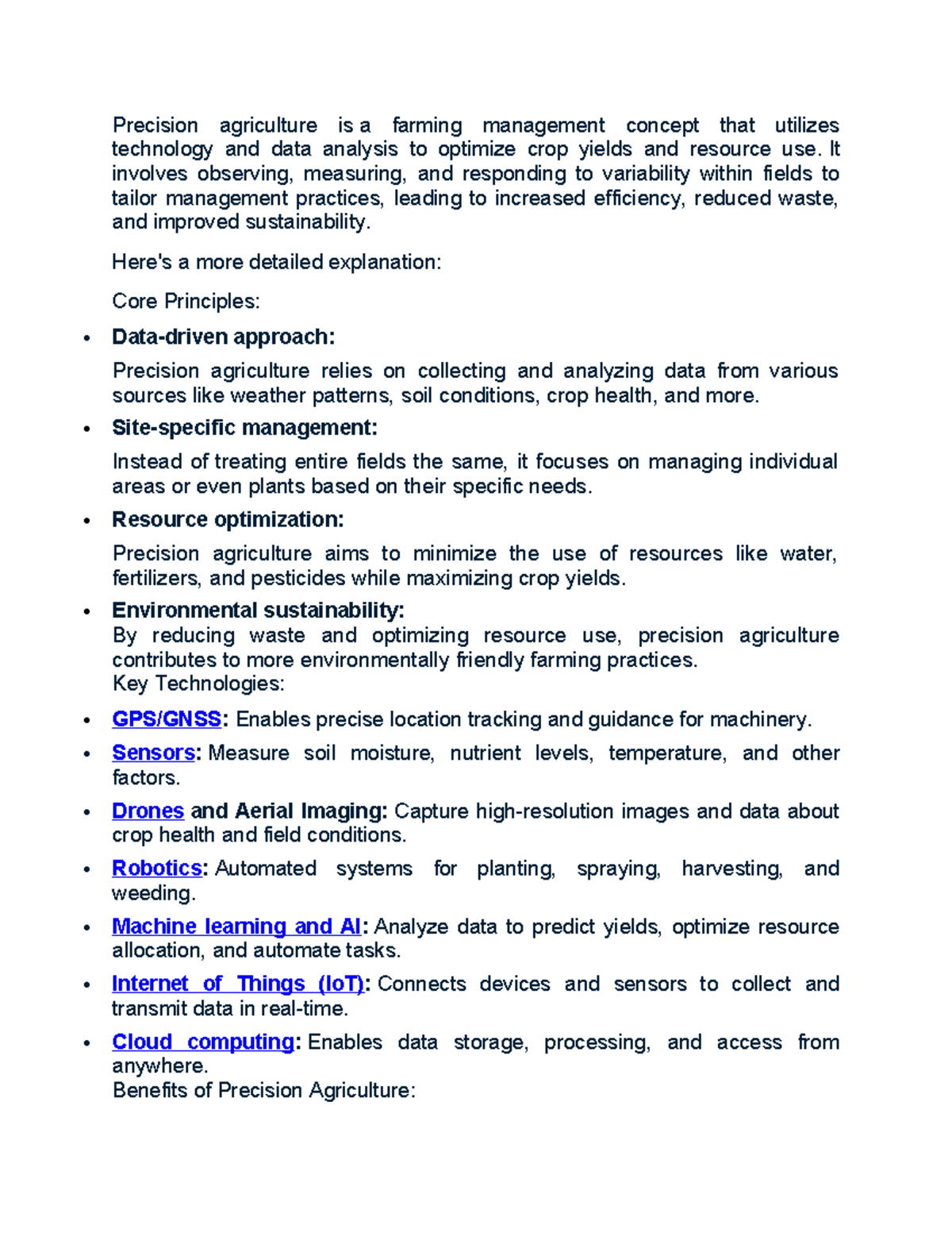 Unit I: Precision Farming Concepts and Technologies - Studocu