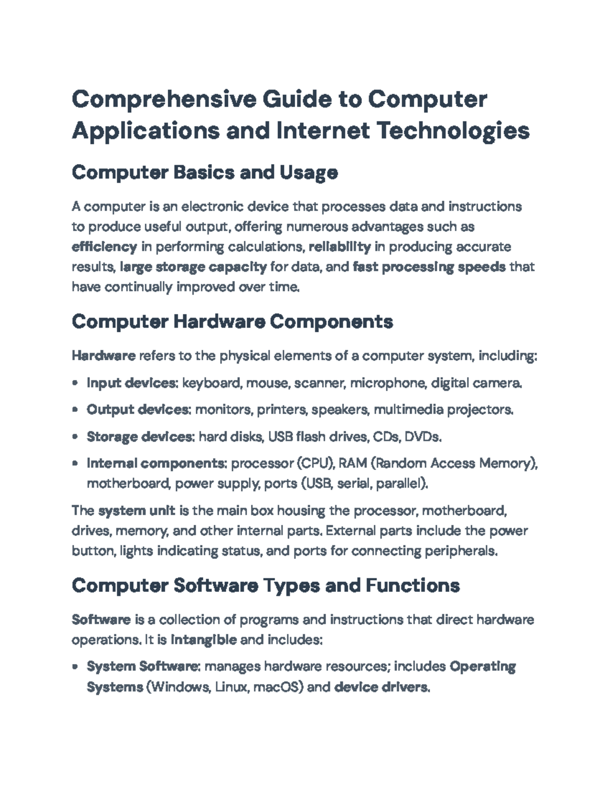 Comprehensive Guide to Computer Applications & Internet Tech (CIT 101 ...