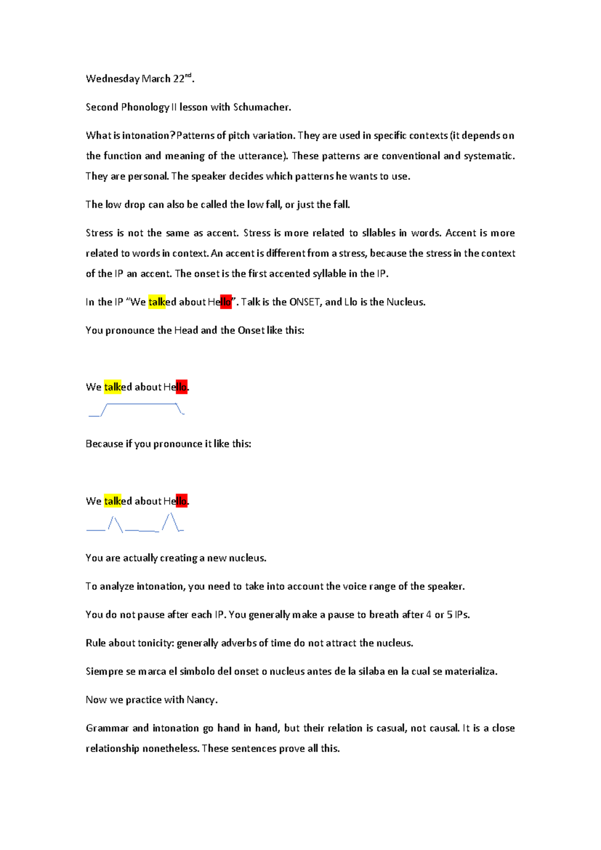 Phonology II Lessons 2-3: Intonation Patterns & Functions - Studocu