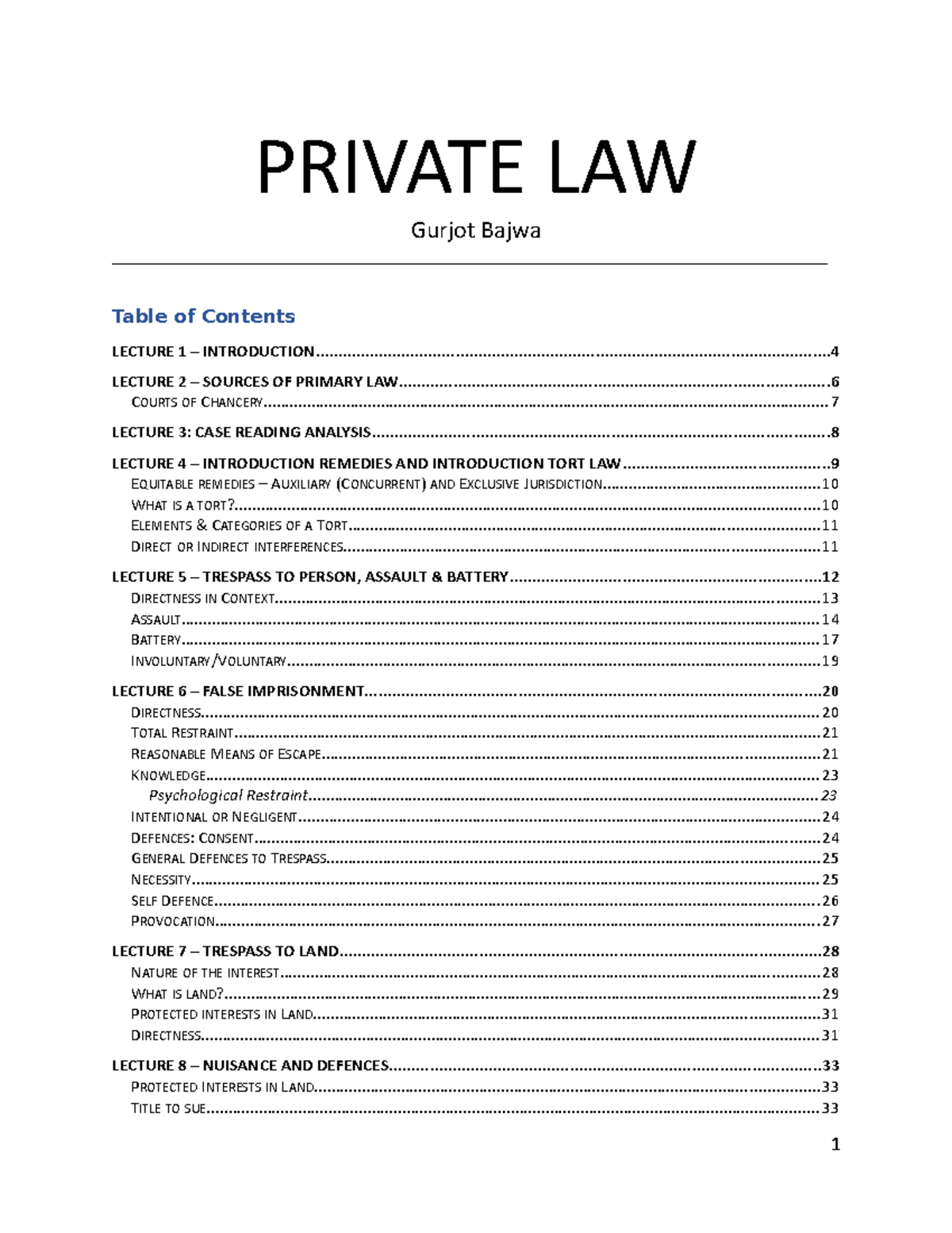 Private LAW - Essential Final Exam Notes Summary - Studocu