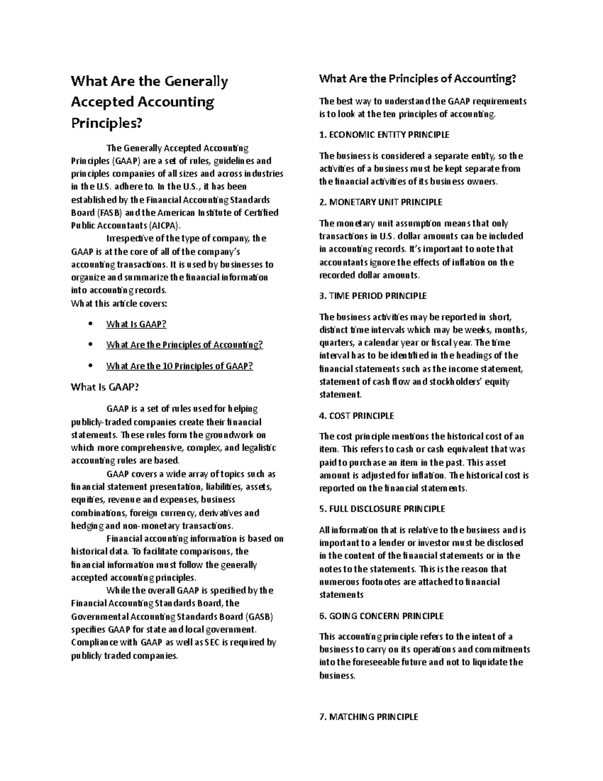 GAAP Principles Overview: Understanding Accounting Standards - Studocu