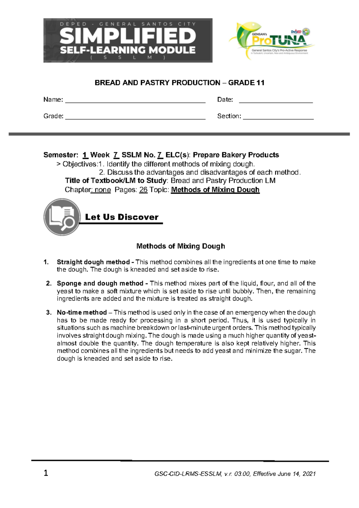BPP11 SEM 1 SSLM 7 - notes - BREAD AND PASTRY PRODUCTION – GRADE 11 ...