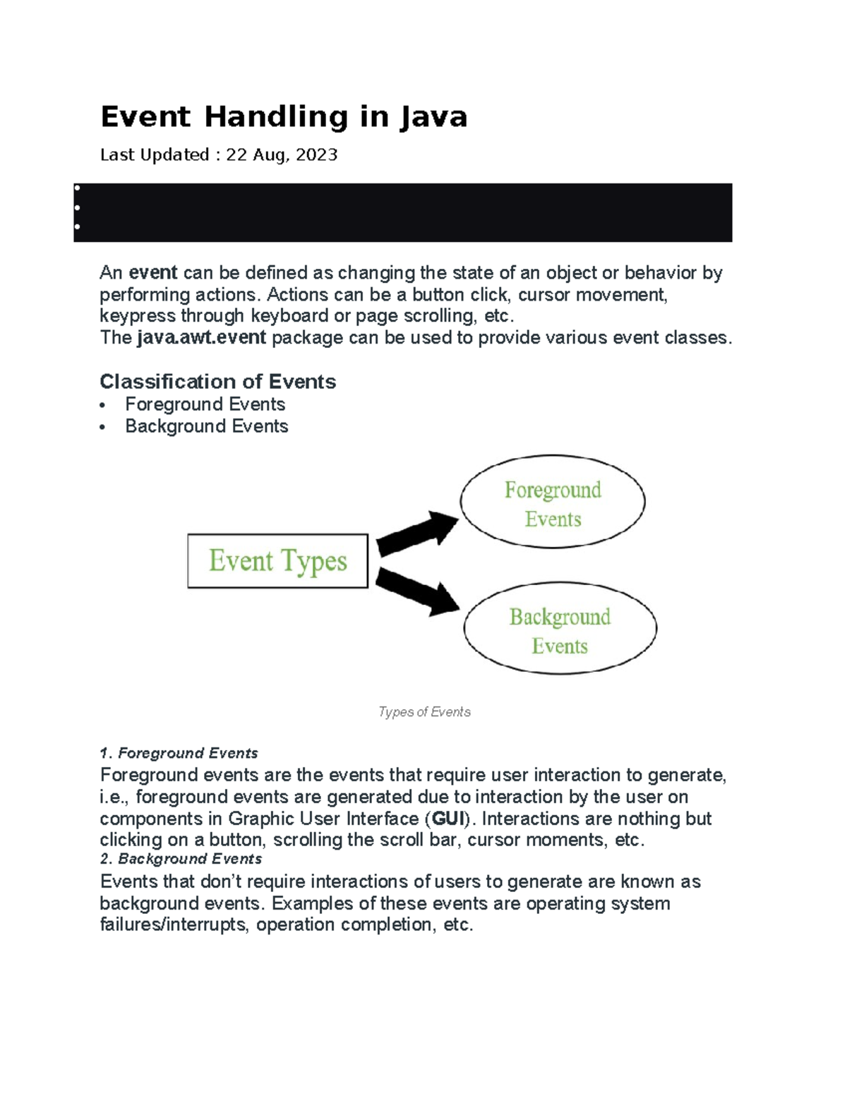 Java - study - Event Handling in Java Last Updated : 22 Aug, 2023 An ...