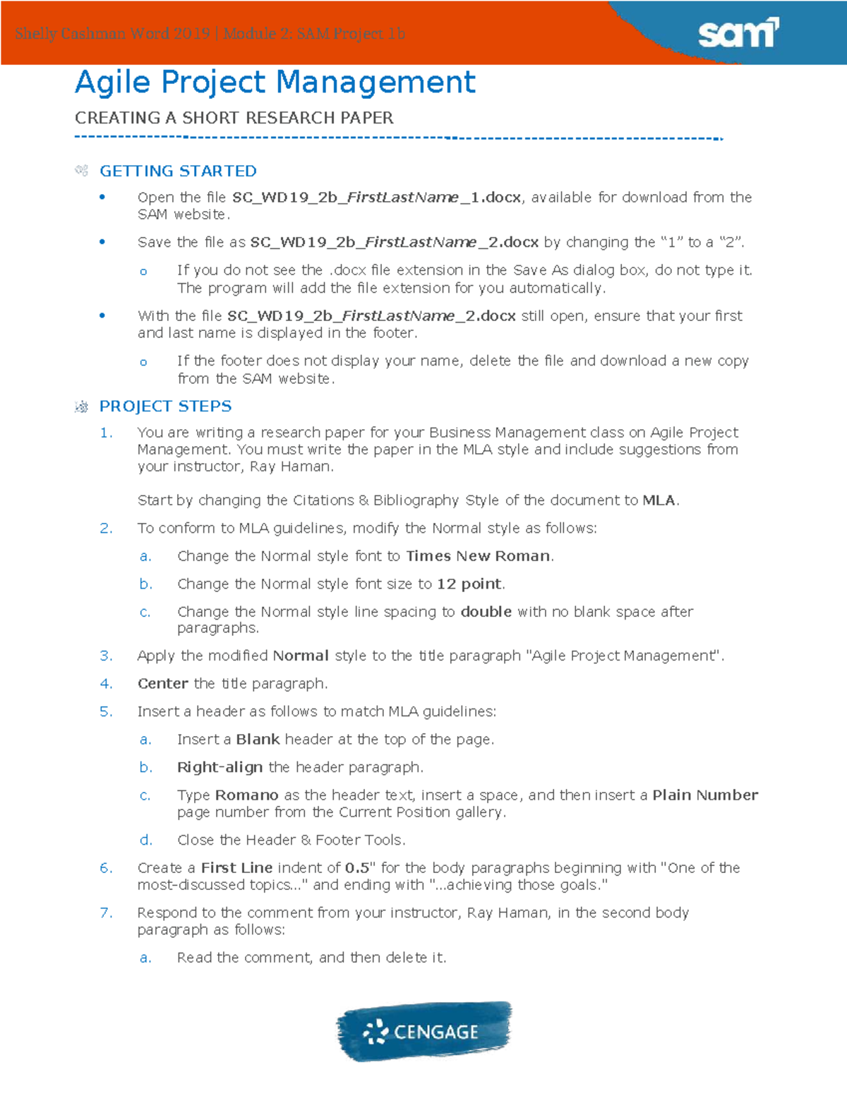 SC WD19 2b: Agile Project Management Research Paper Instructions - Studocu