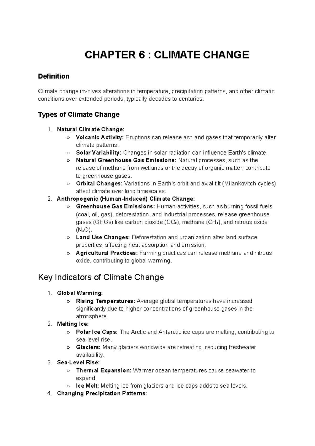 Chapter 6 Climate Change - CHAPTER 6 : CLIMATE CHANGE Definition ...