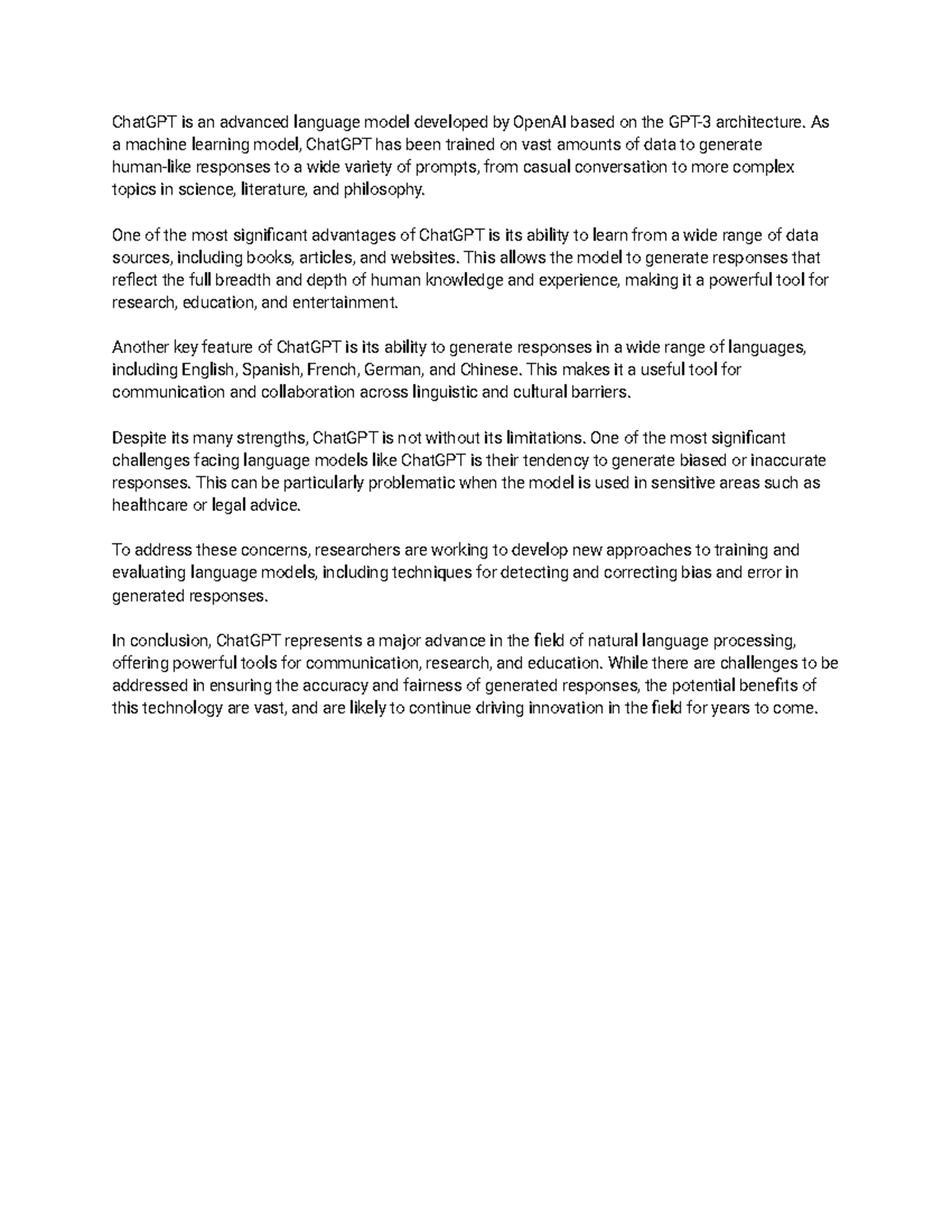 ENG 101 ChatGPT Essay: Exploring Its Advantages and Limitations - Studocu