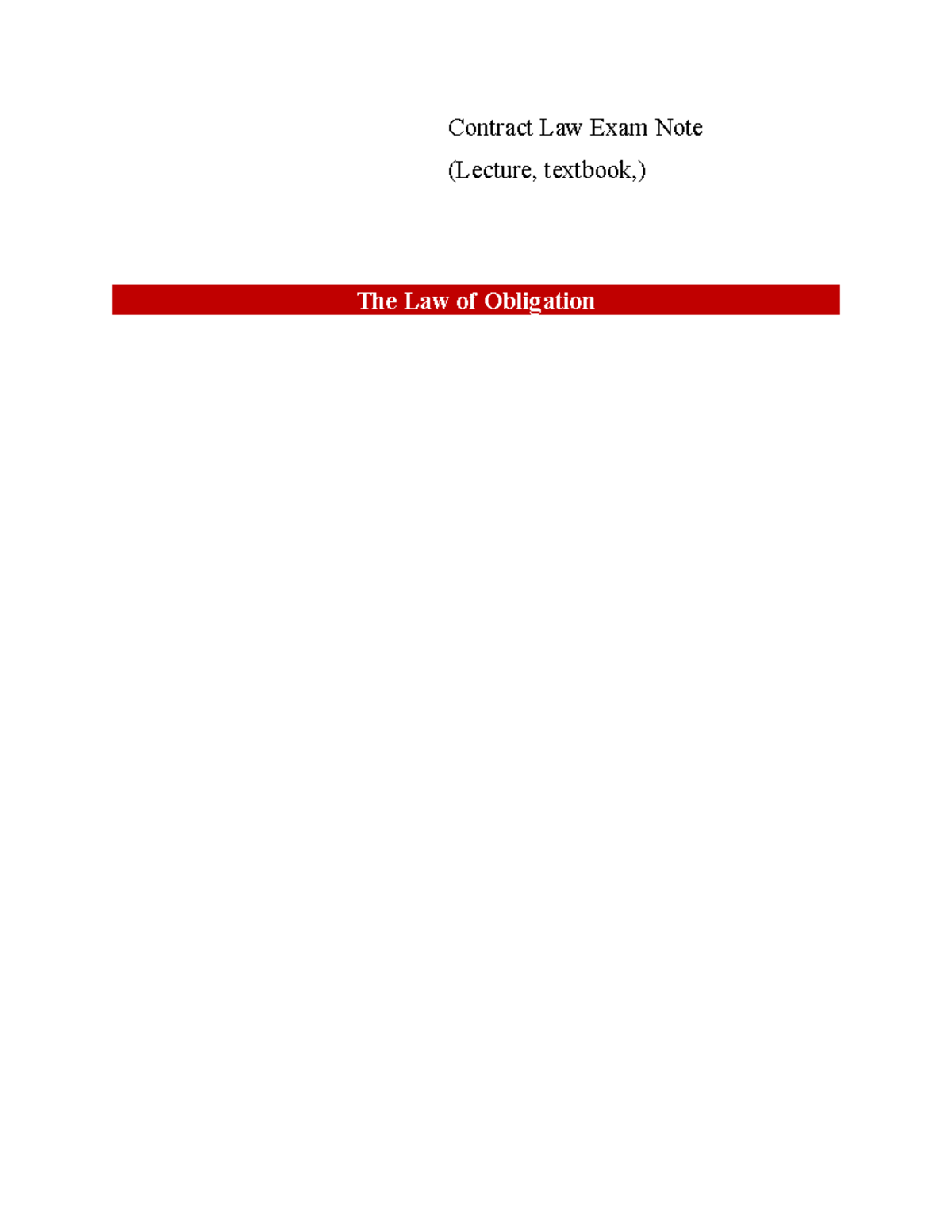 Contract Law 101: Exam Notes and Lecture Insights (CL 101) - Studocu
