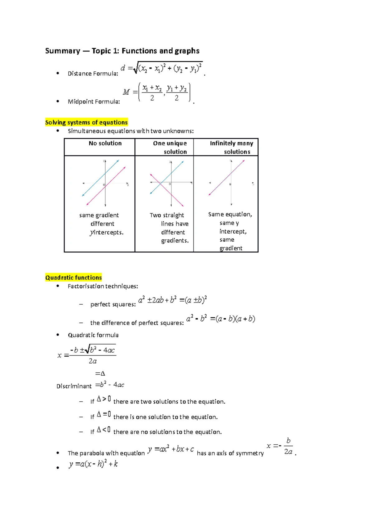 Foundation Mathematics FM - Formula Sheet for Written Exam - Studocu