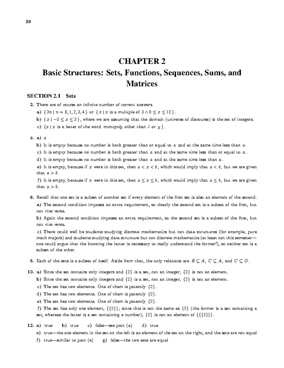 IRG Ch02 - Basic Structures: Sets, Functions, and Matrices - Studocu