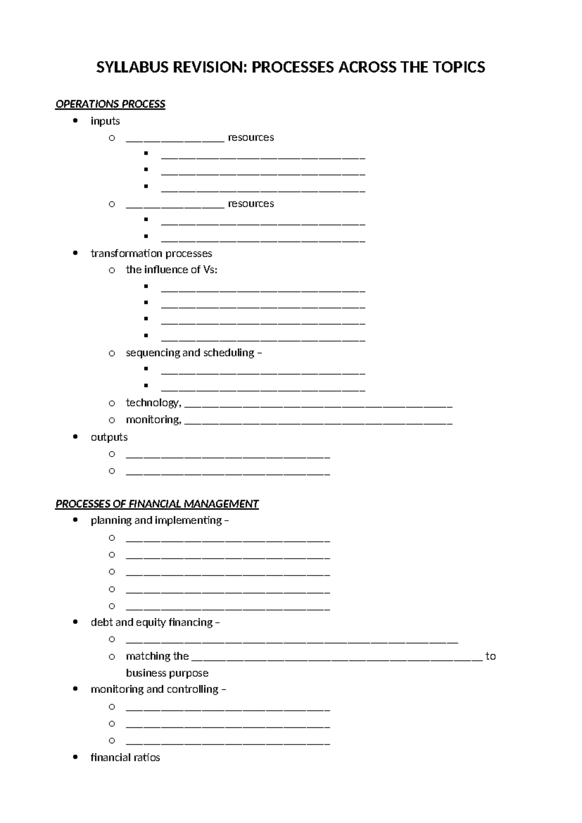 2017 syllabus all topics processes - SYLLABUS REVISION: PROCESSES ...