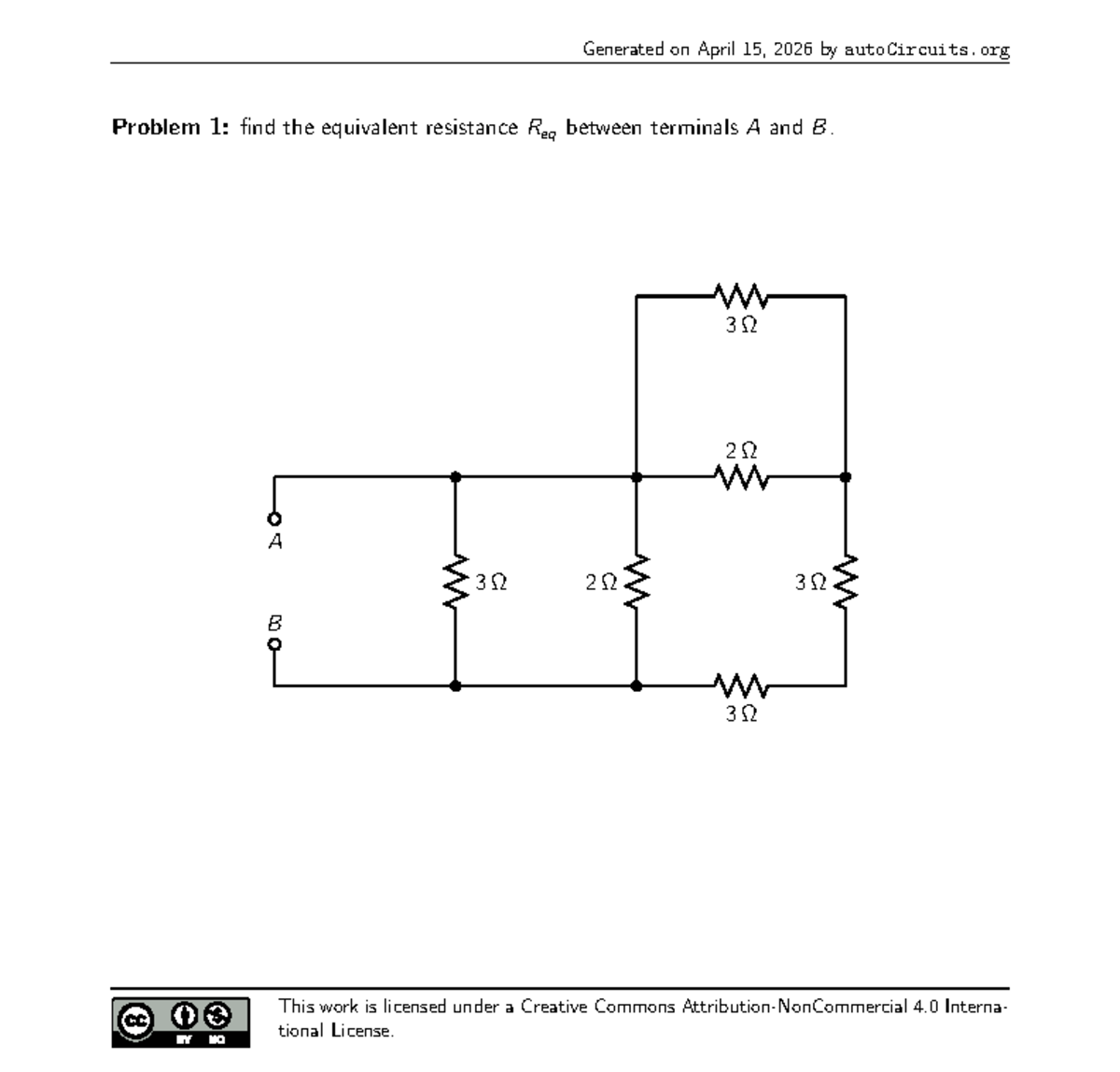 Equivalent Resistance Problems for Circuit Analysis (Auto Cir c00 t00 ...
