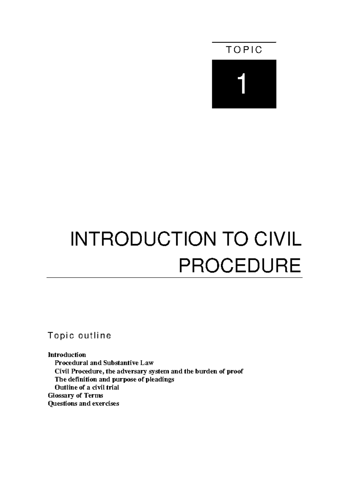 LW392 Unit 1 - Introduction to Civil Procedure Overview and Key ...