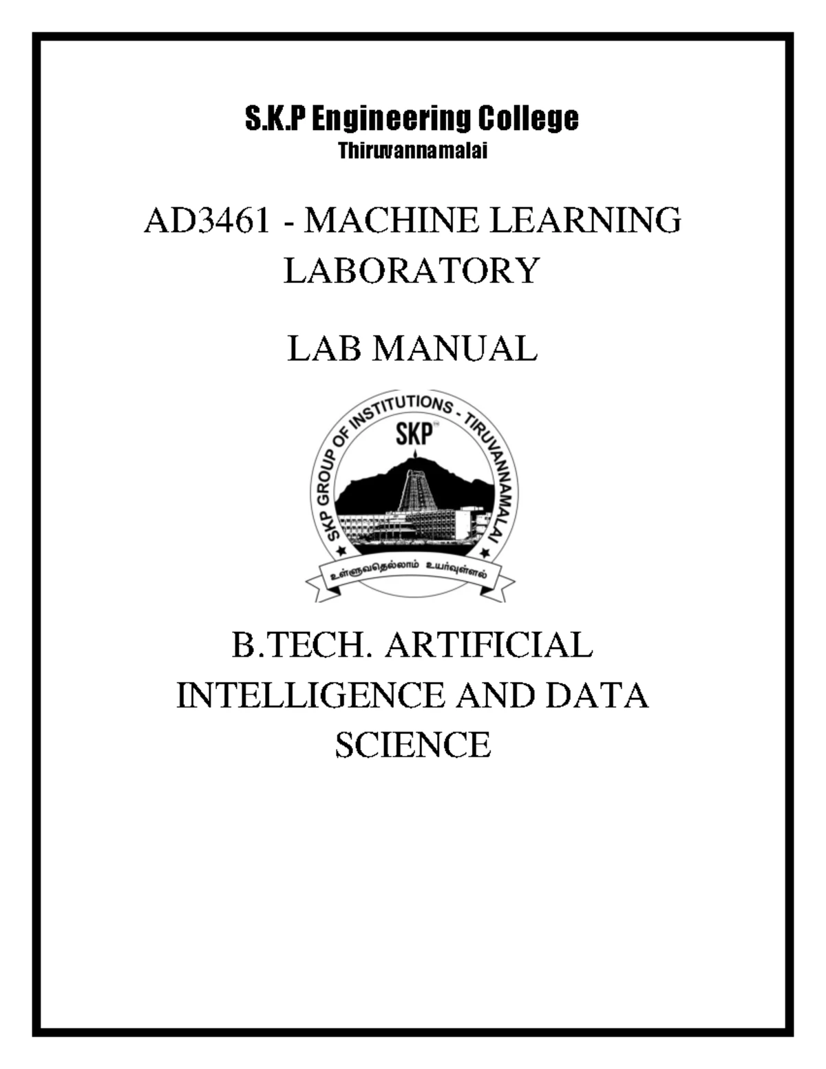 AL3461 Machine Learning Lab Manual: Candidate Elimination & ID3 - Studocu