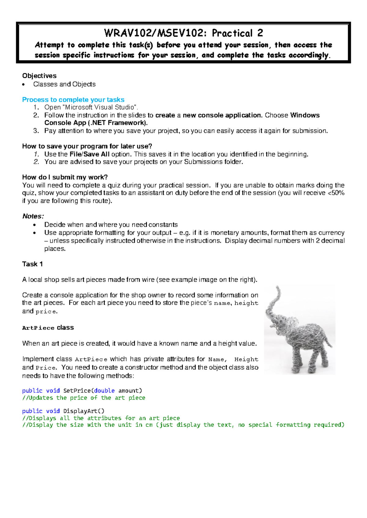 Practical 2: Classes and Objects in Console App Development - Studocu