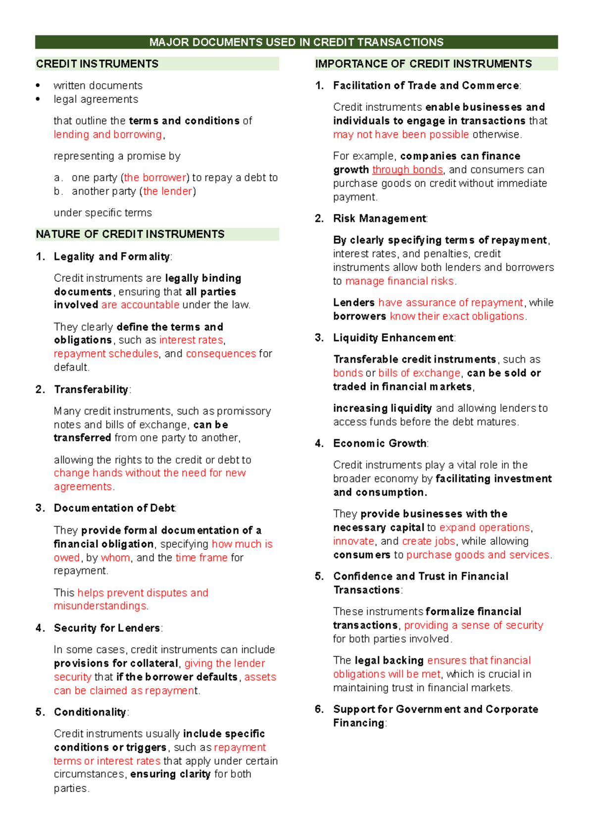 2 - CC - Midterms - Lecture notes in Credit and Collection A.Y. 2024 ...