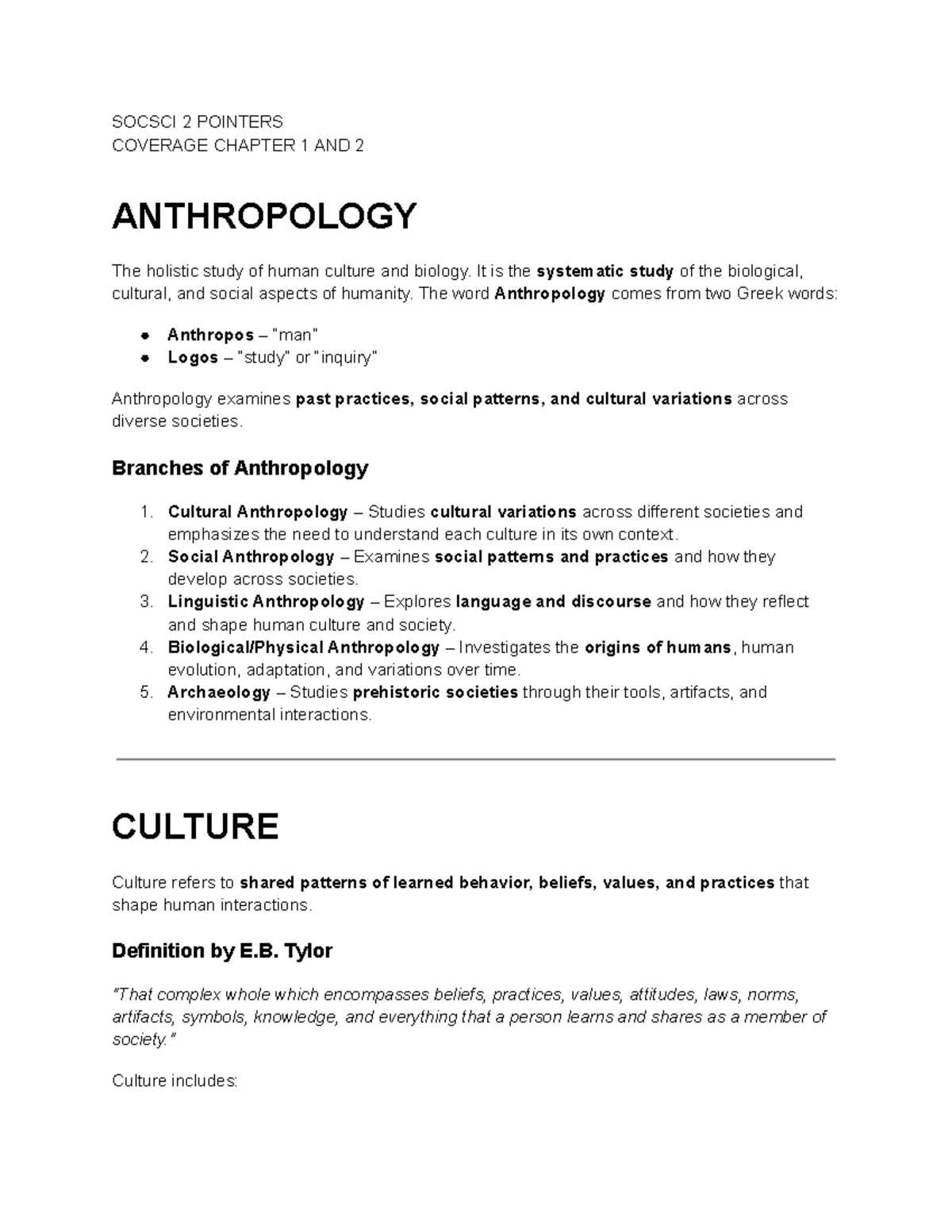 Soc sci 2 - 3rd mastery reviewer - SOCSCI 2 POINTERS COVERAGE CHAPTER 1 ...