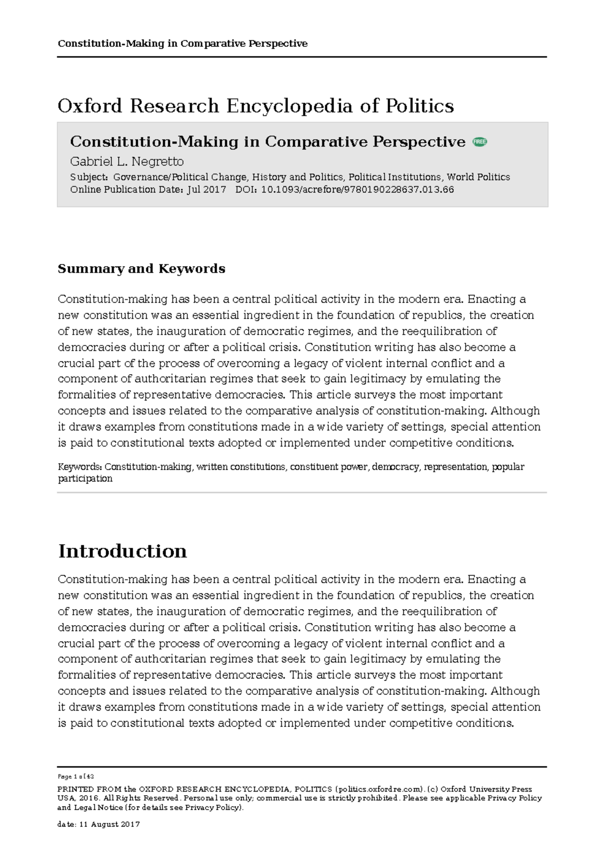 Comparative Analysis of Constitution-Making Processes in Politics - Studocu