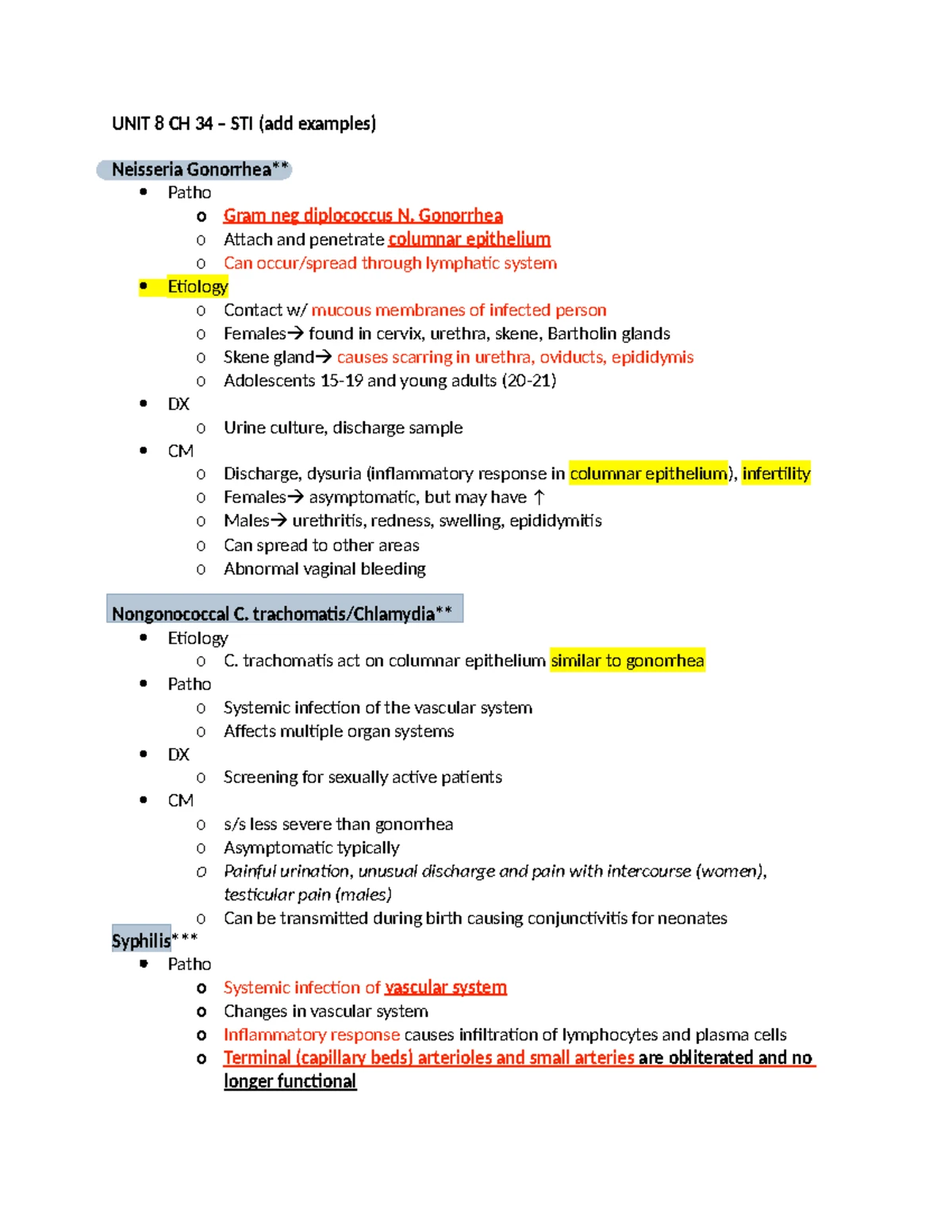 Patho Unit 4 - Exam 2 Notes on Infection Control & Oxygenation ...