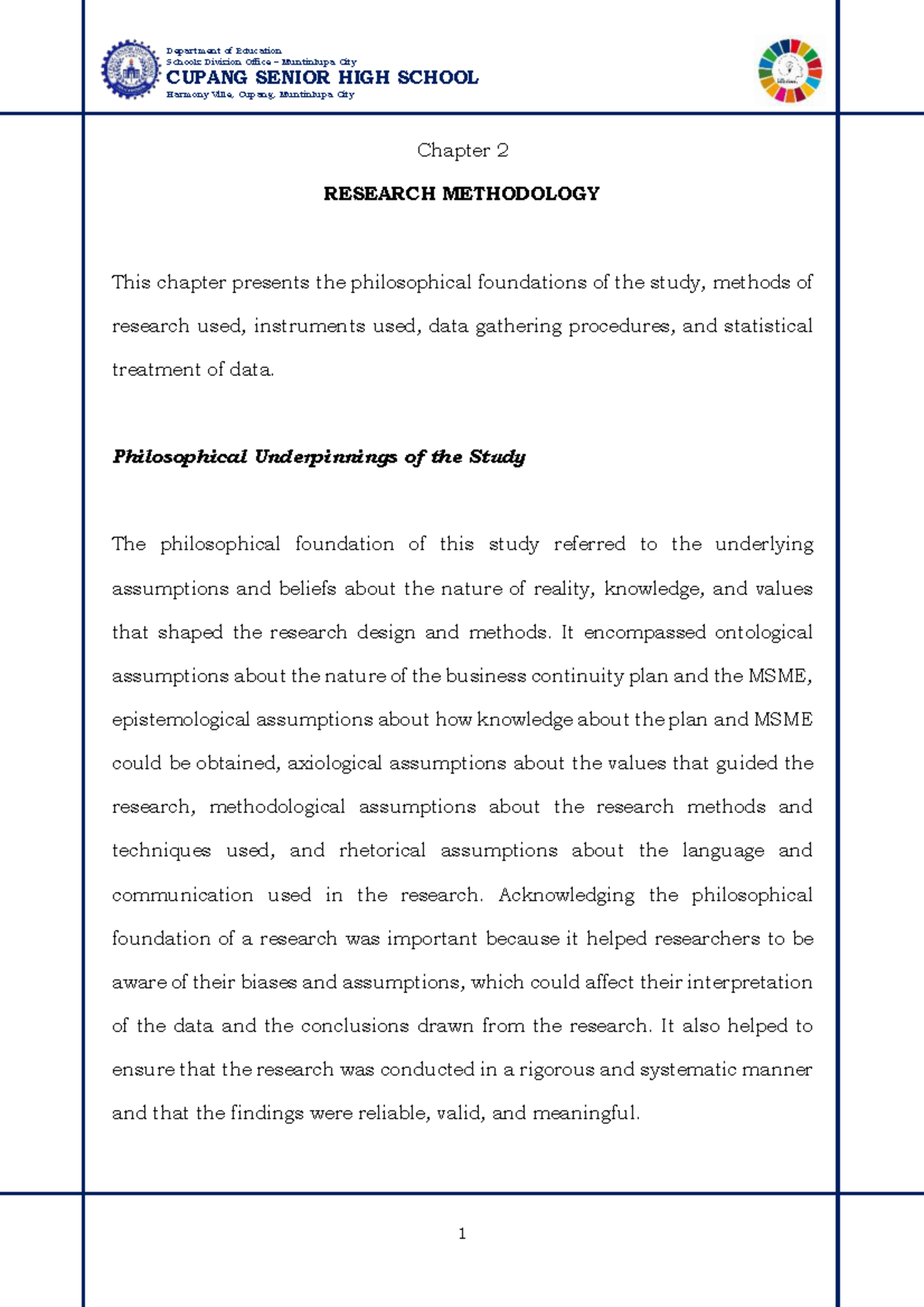 ABM- Research Methodology for Ebon's Sari-Sari Store Case Study - Studocu